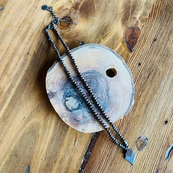 Marlyn Schiff Crystal Beaded Necklace with Diamond Shaped Pave Stone Charm - Picture 4 of 5